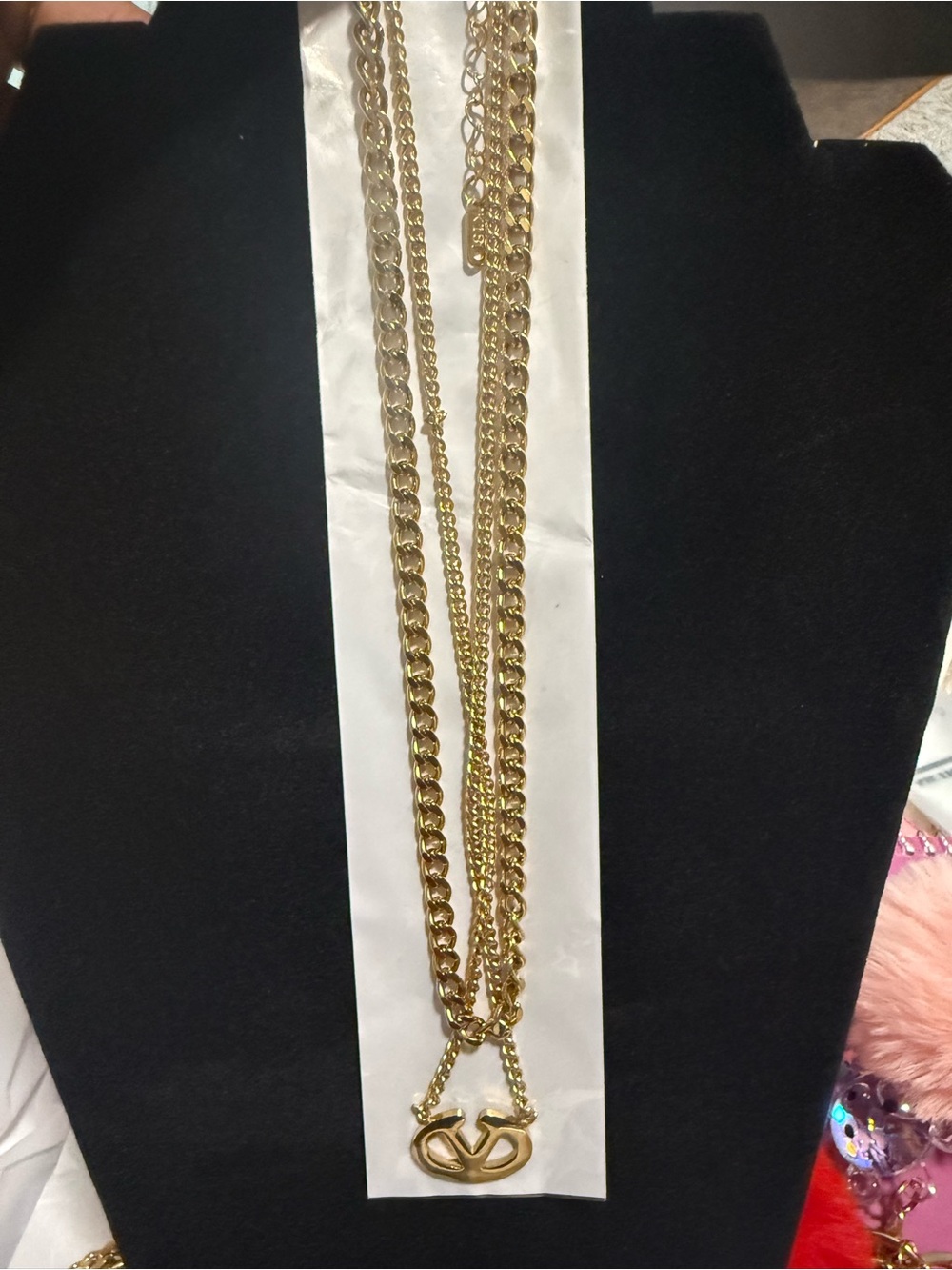 Gold Stainless Steel Layered Pendant Necklace - Gold